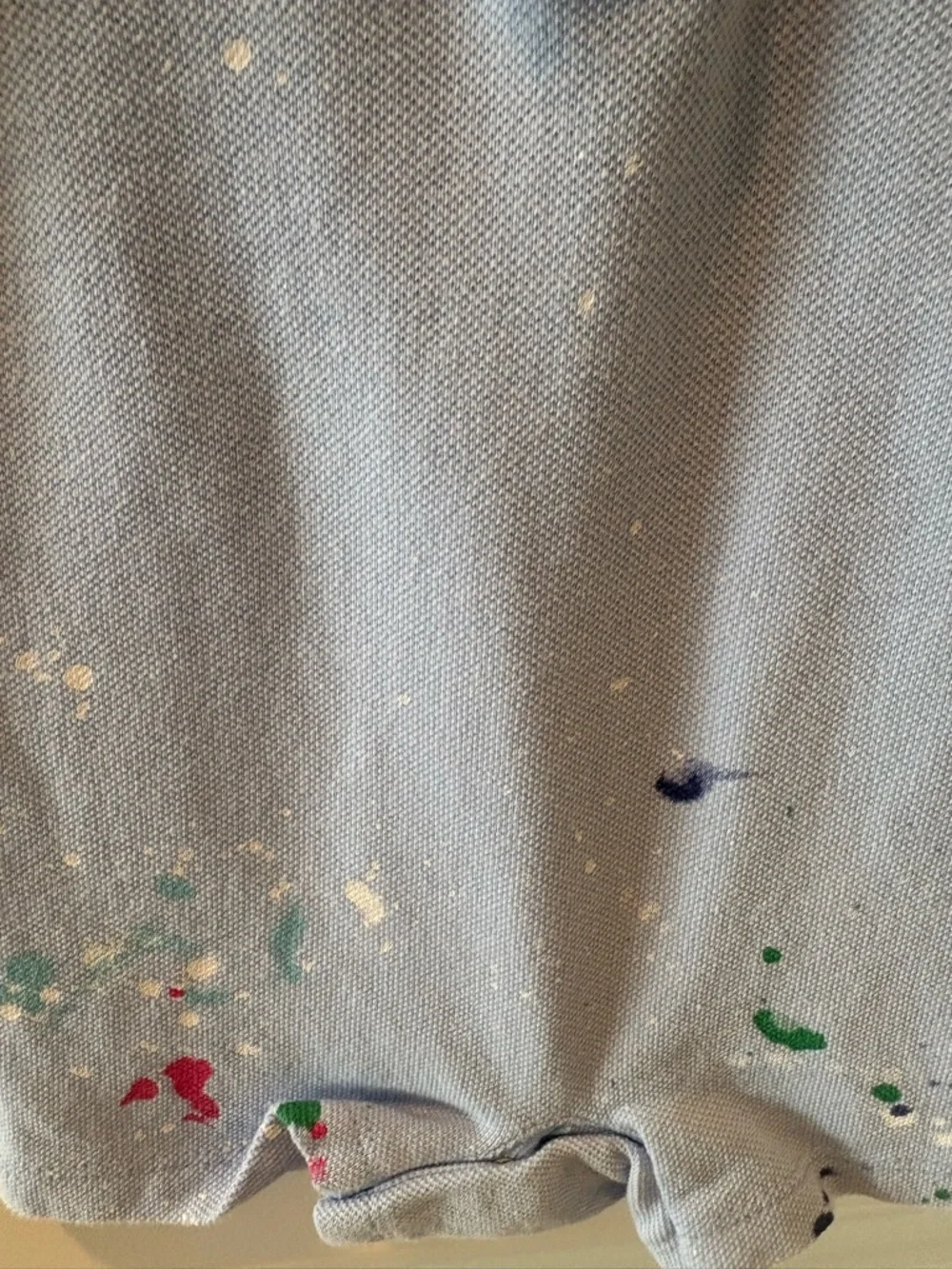 Ralph Lauren Blue Pique Polo Short Playsuit w/ Paint Splatter Design